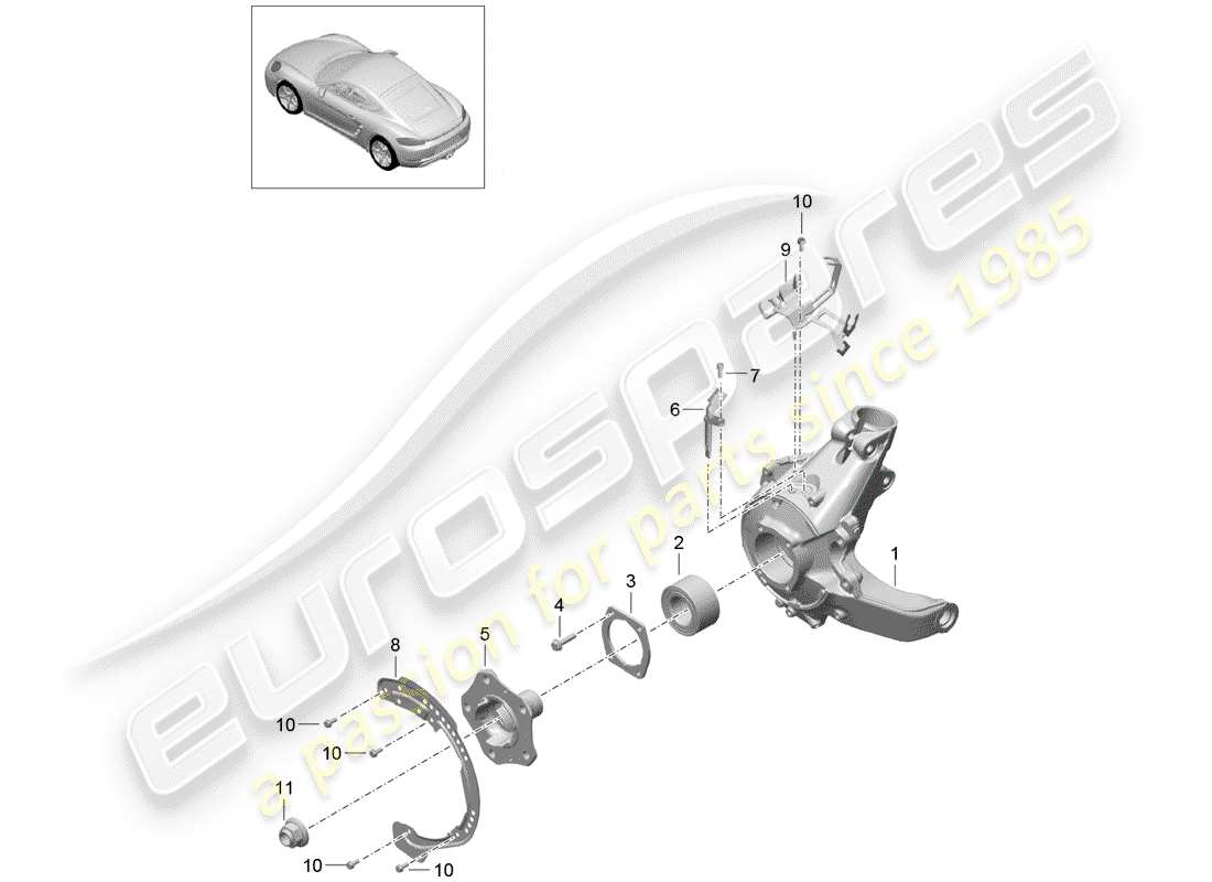 porsche 2017 (718 cayman) asse posteriore diagramma delle parti