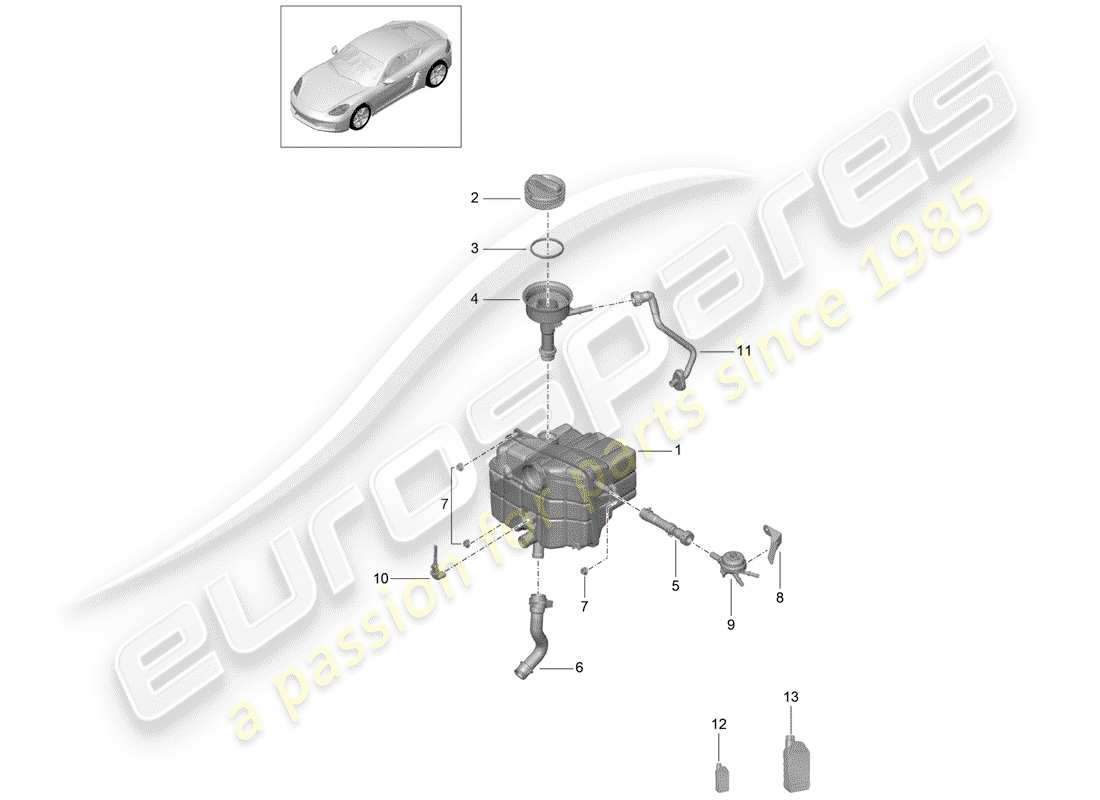 porsche 2017 (718 cayman) diagramma delle parti del raffreddamento ad acqua