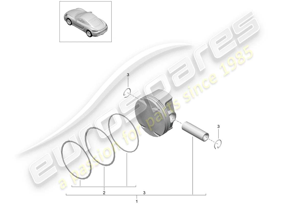 porsche 2017 (718 cayman) pistone diagramma delle parti