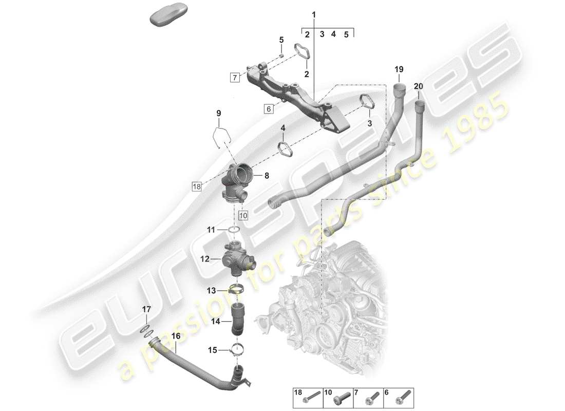 porsche 2020 (992-1) schema delle parti del sottotelaio