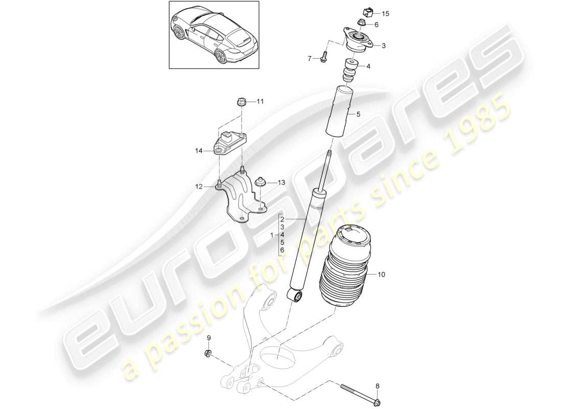porsche 2010 (cayenne e1 9pa) sospensione ammortizzatori diagramma delle parti