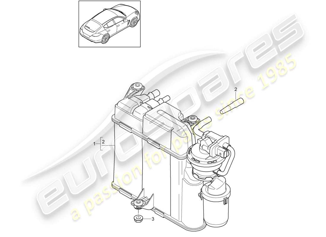 porsche 2010 (cayenne e1 9pa) contenitore per carbone attivo diagramma delle parti