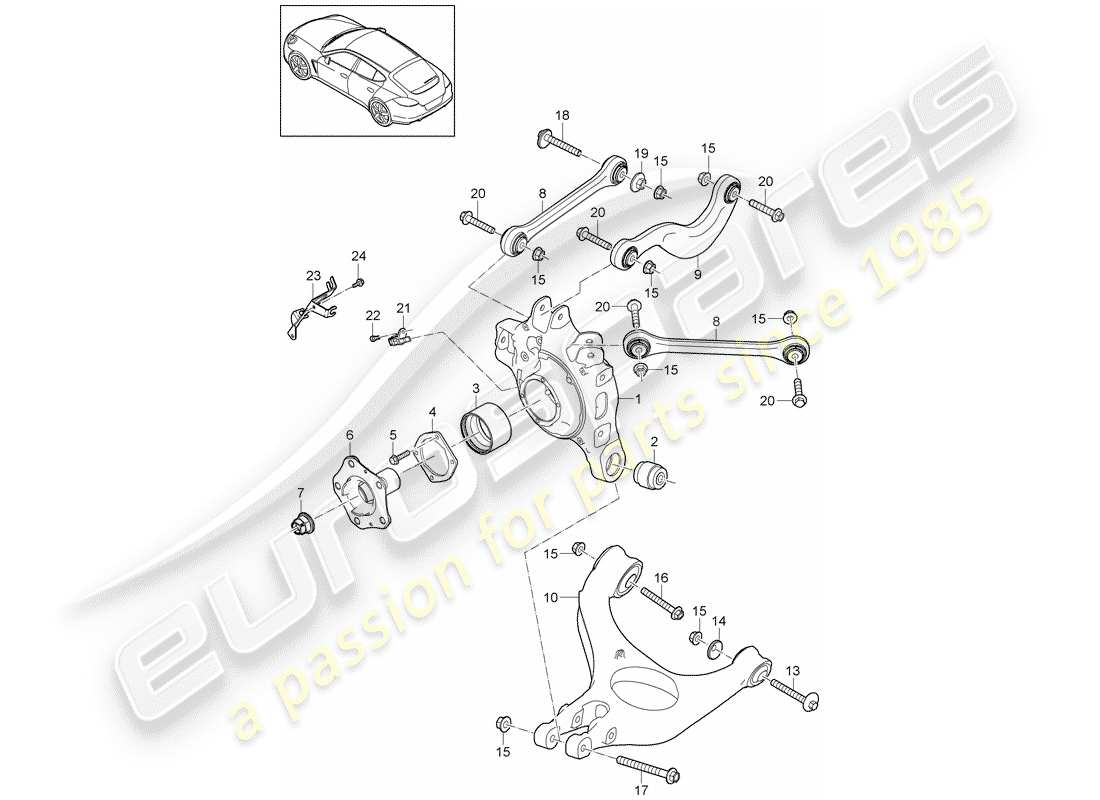 porsche 2013 (panamera 970) schema delle parti assale posteriore