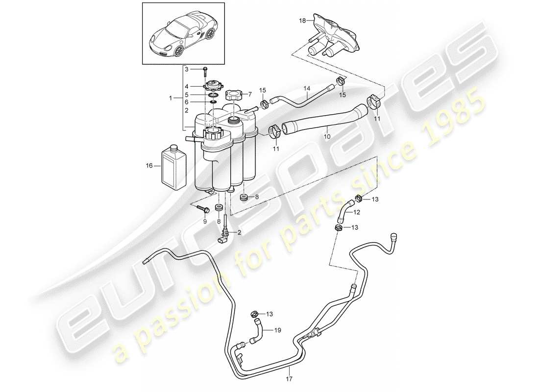 porsche 2011 (987 boxster) raffreddamento ad acqua diagramma delle parti