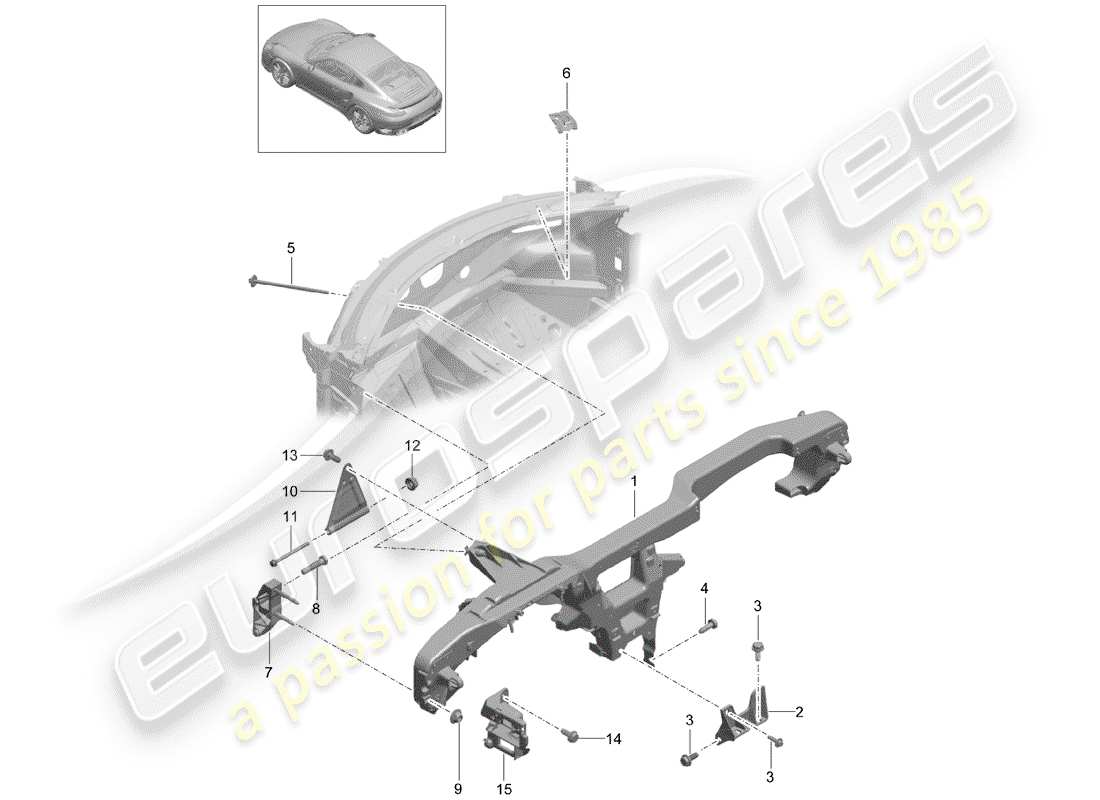 porsche 2020 (991-2 turbo) telaio di contenimento diagramma delle parti