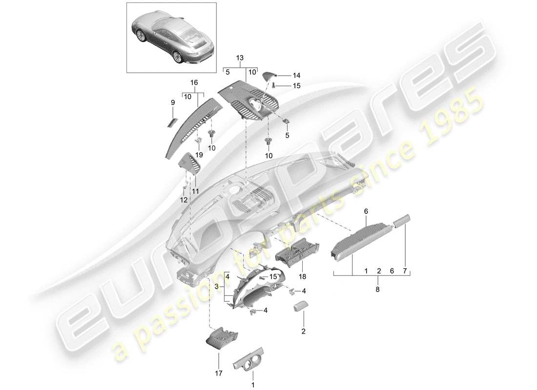 porsche 2019 (991-2) accessori diagramma delle parti
