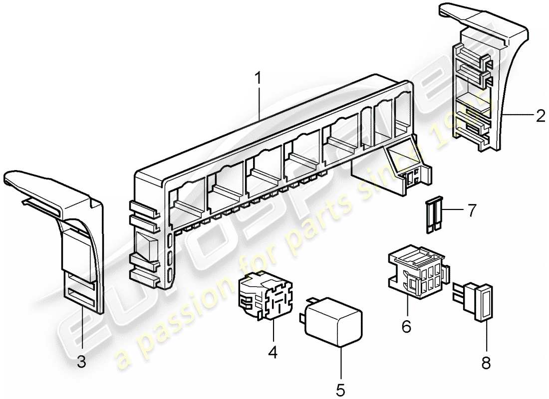 porsche 2007 (987 cayman) scatola dei fusibili/piastra relè diagramma delle parti