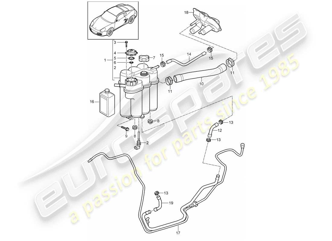 porsche 2011 (987 cayman) diagramma delle parti del raffreddamento ad acqua