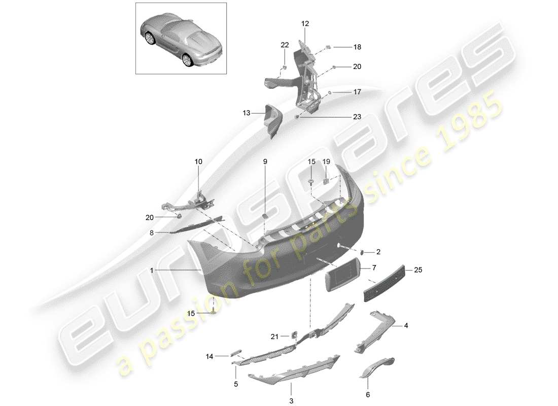 porsche 2016 (981 boxster spyder) paraurti diagramma delle parti