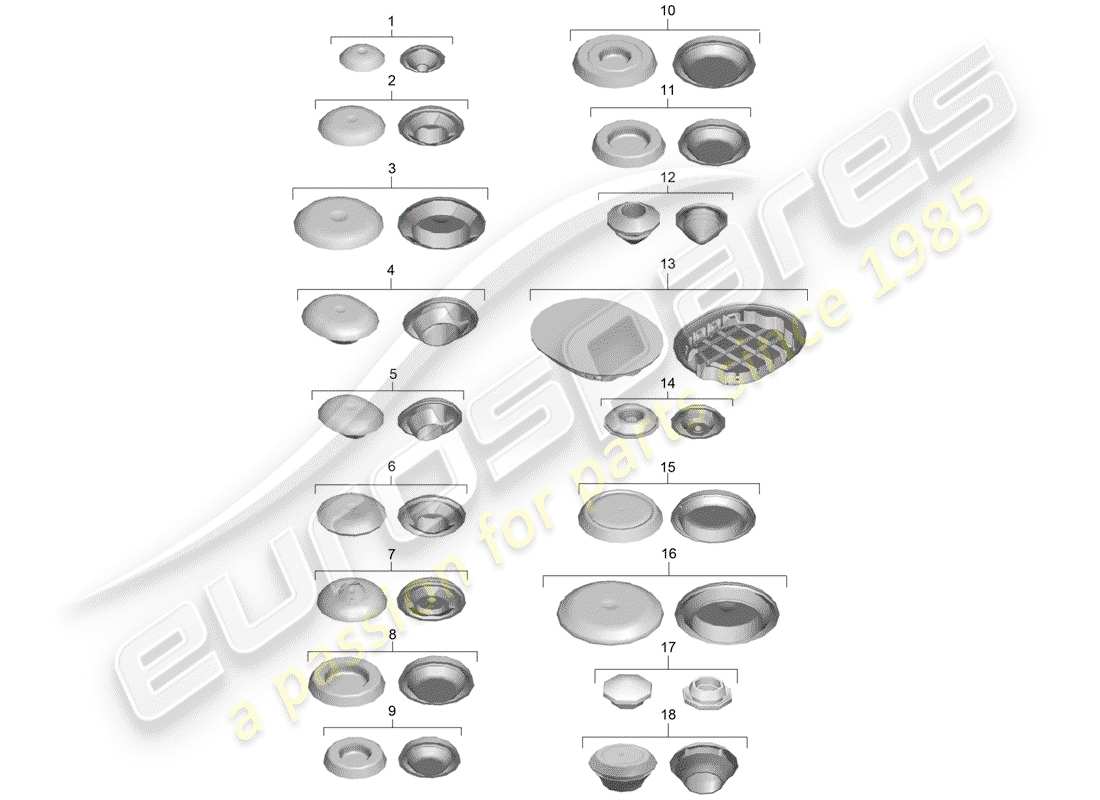 porsche 2017 (718 cayman) tappo diagramma delle parti