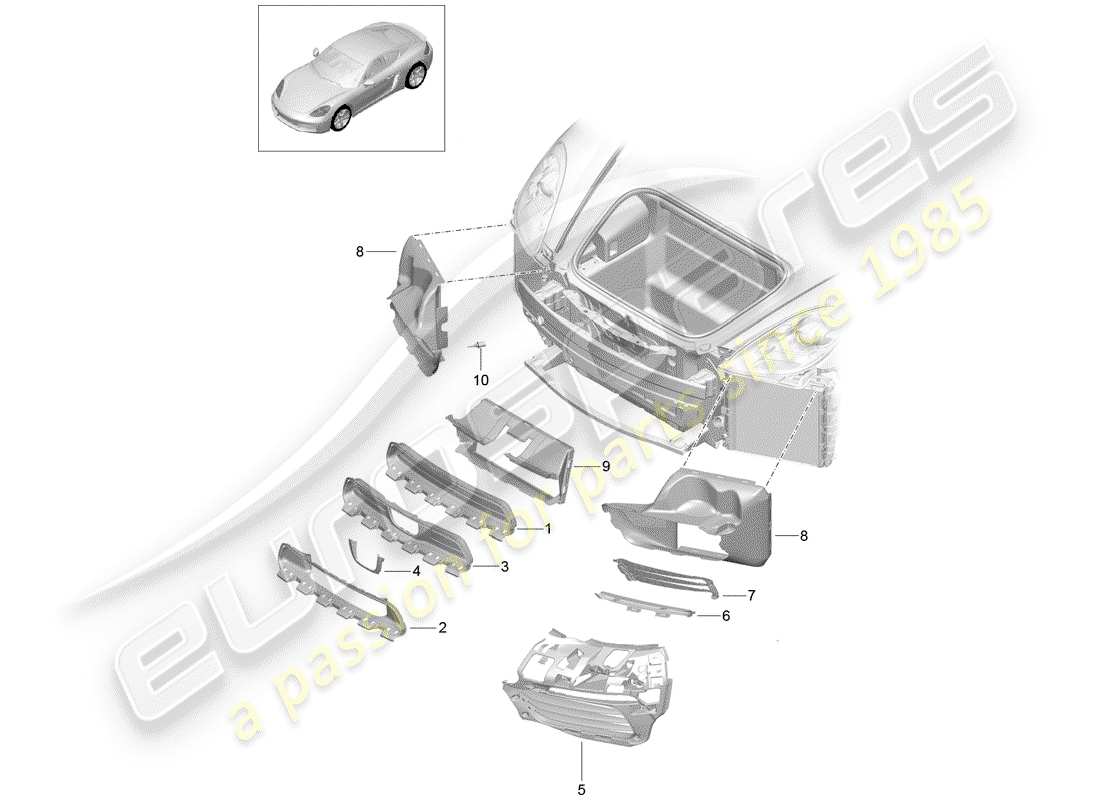 porsche 2017 (718 cayman) diagramma delle parti del condotto dell'aria