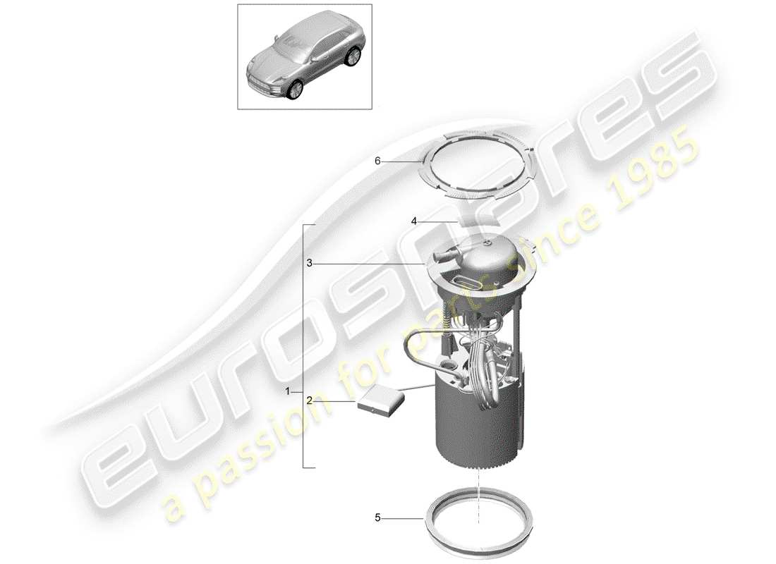 porsche 2020 (macan) schema delle parti della pompa del carburante