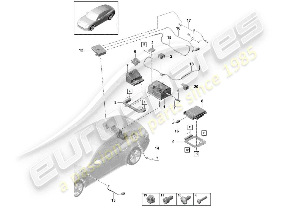 porsche 2017 (panamera 971-1) batteria diagramma delle parti