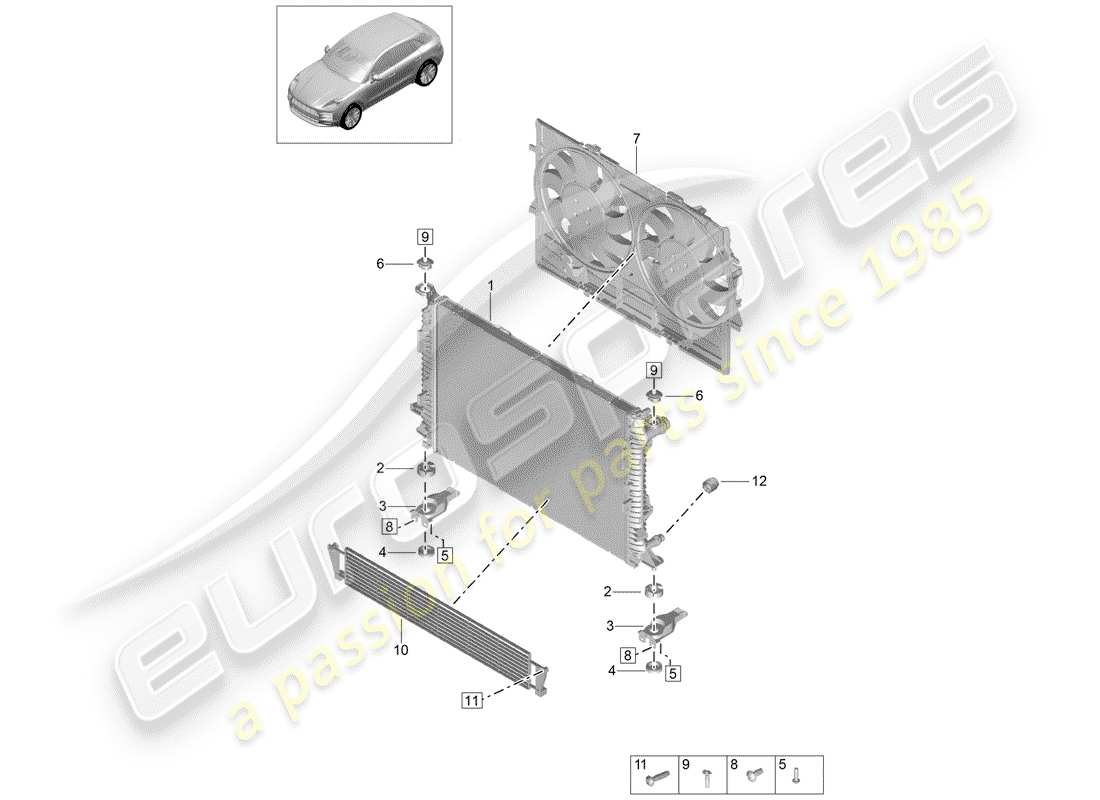 porsche 2019 (macan) termosifone diagramma delle parti