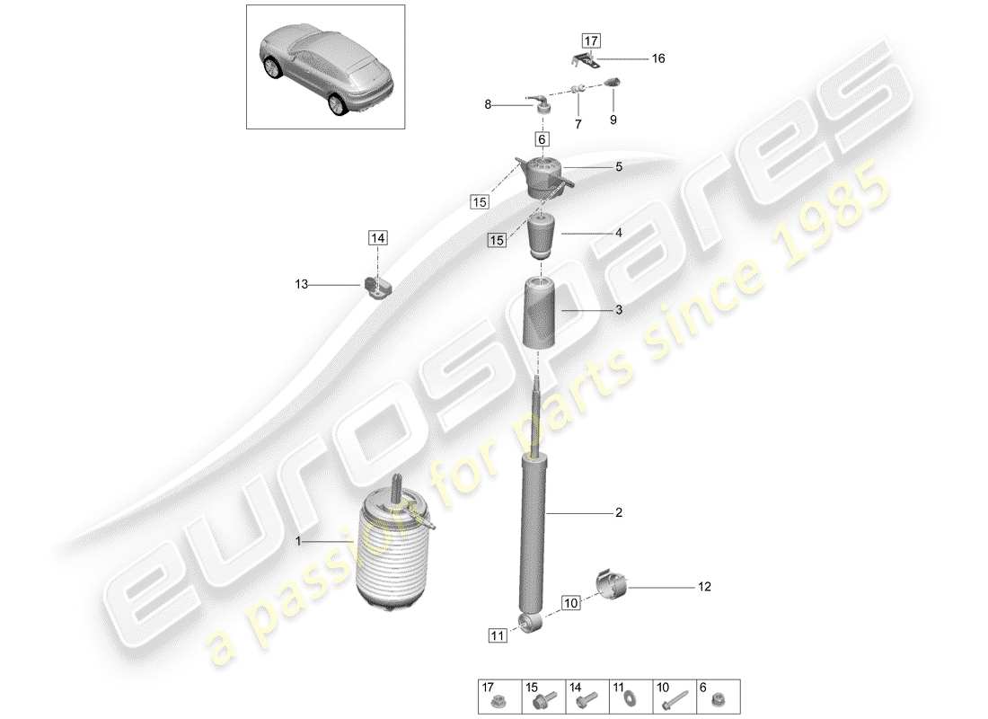 porsche 2019 (macan) sospensione aerea diagramma delle parti