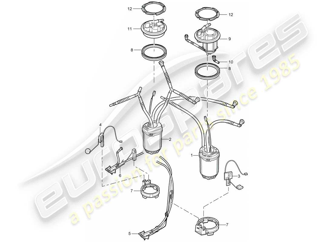 porsche 2008 (cayenne e1 9pa) diagramma delle parti del serbatoio del carburante