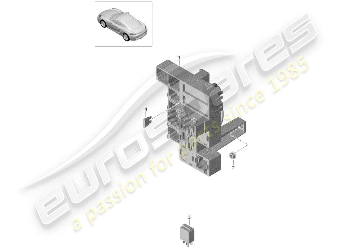 porsche 2018 (718 cayman) scatola dei fusibili/piastra relè diagramma delle parti