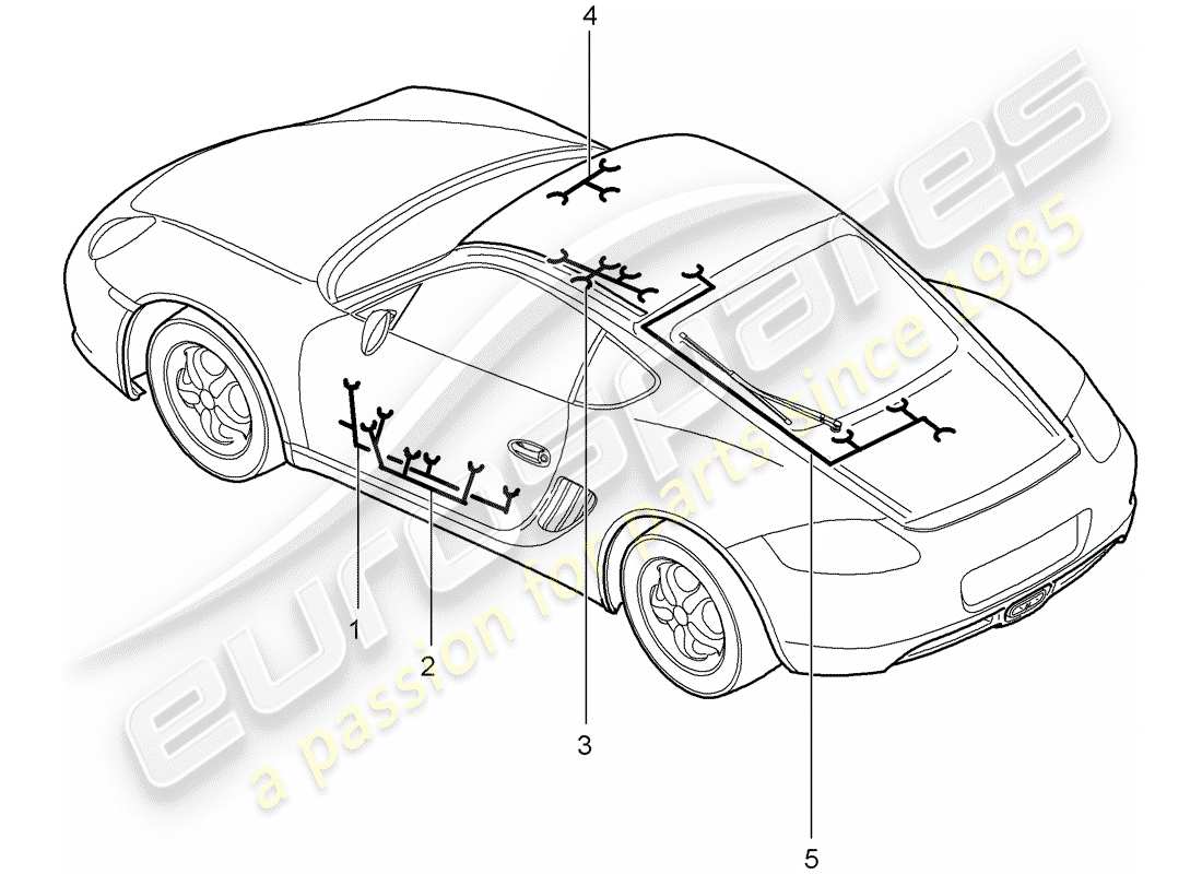 porsche 2012 (987 cayman) cablaggi diagramma delle parti