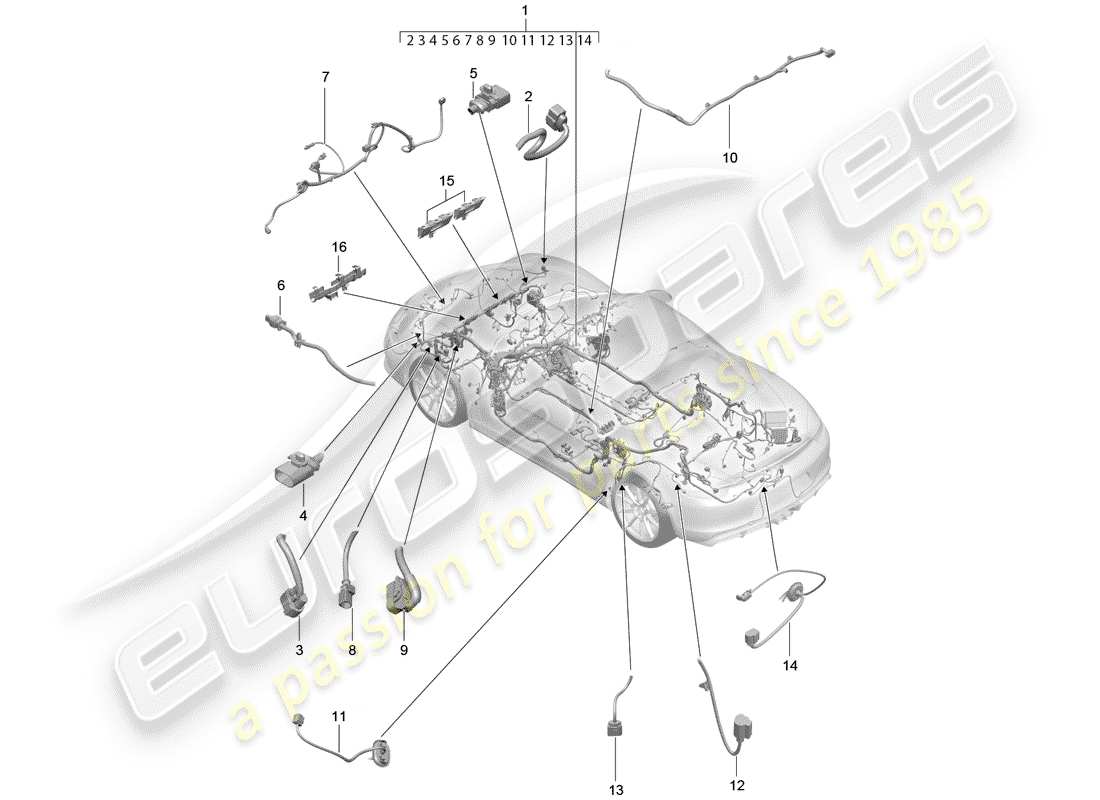 porsche 2016 (981 boxster spyder) cablaggi elettrici schema delle parti