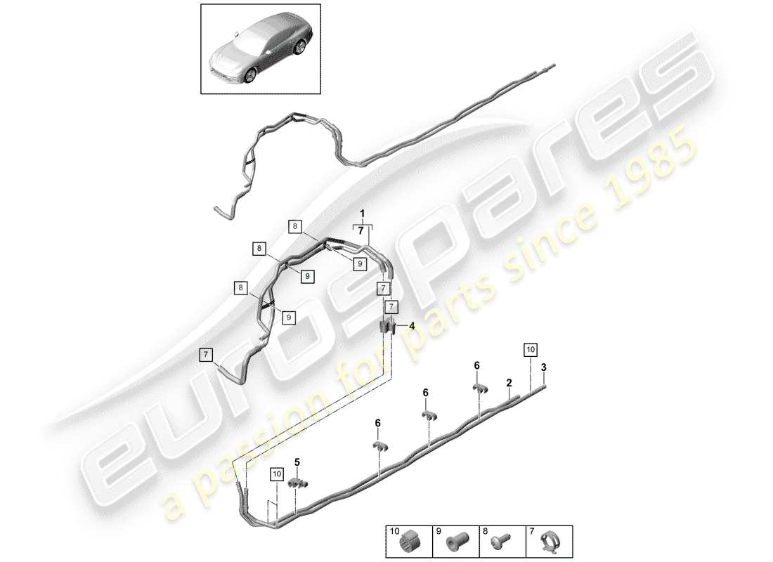 porsche 2019 (panamera 971-1) tubo del refrigerante diagramma delle parti
