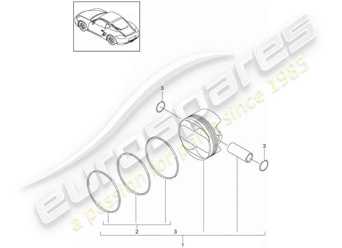 porsche 2010 (987 cayman) pistone diagramma delle parti