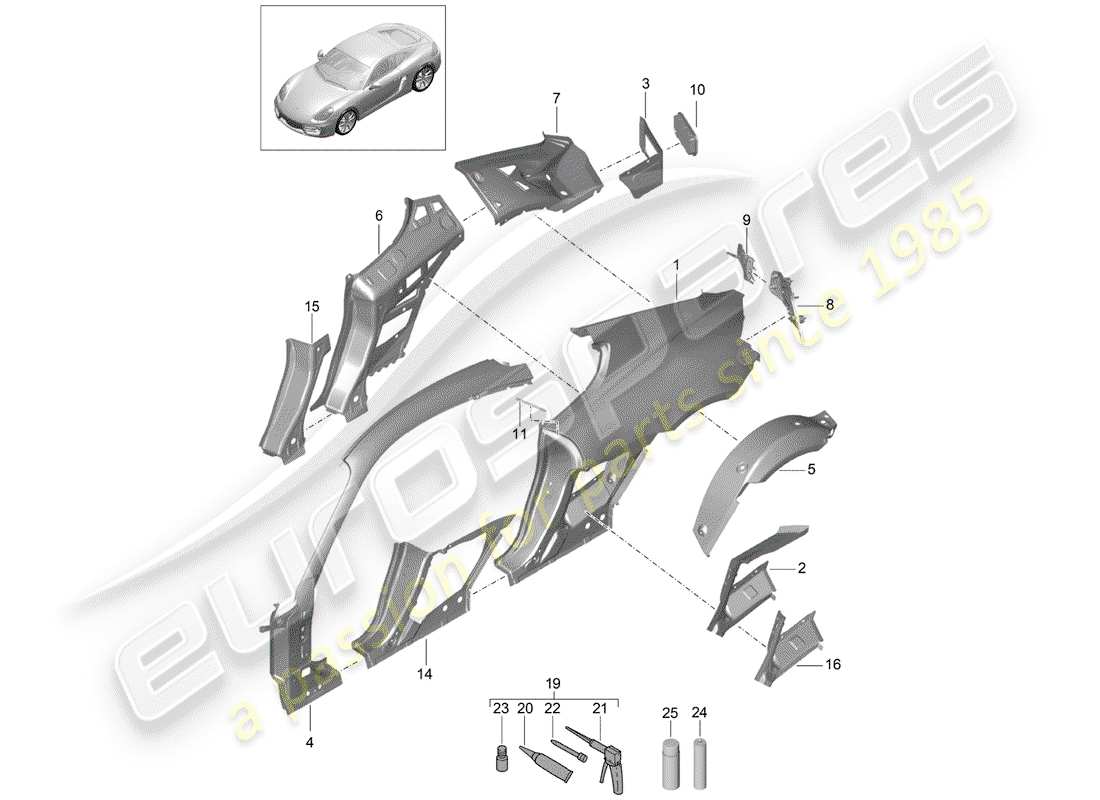 porsche 2015 (981 cayman) pannello laterale diagramma delle parti