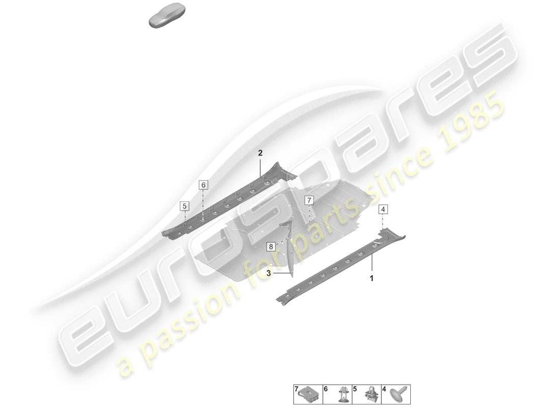 porsche 2019 (992-1) rivestimento lato lato schema delle parti