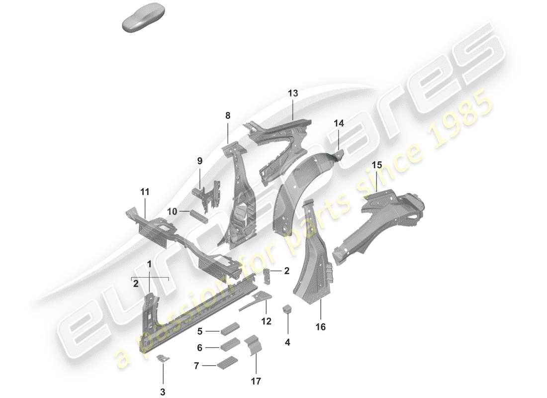porsche 2019 (992-1) diagramma della parte sill
