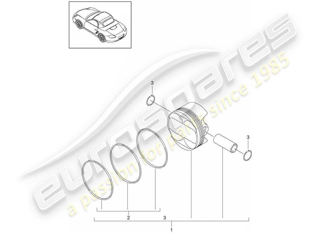 porsche 2010 (987 boxster) pistone diagramma delle parti