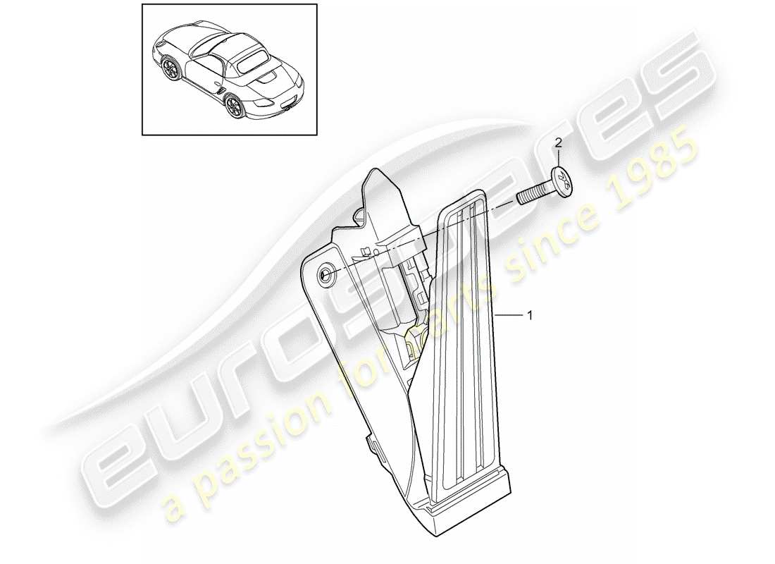 porsche 2011 (987 boxster) pedali diagramma delle parti
