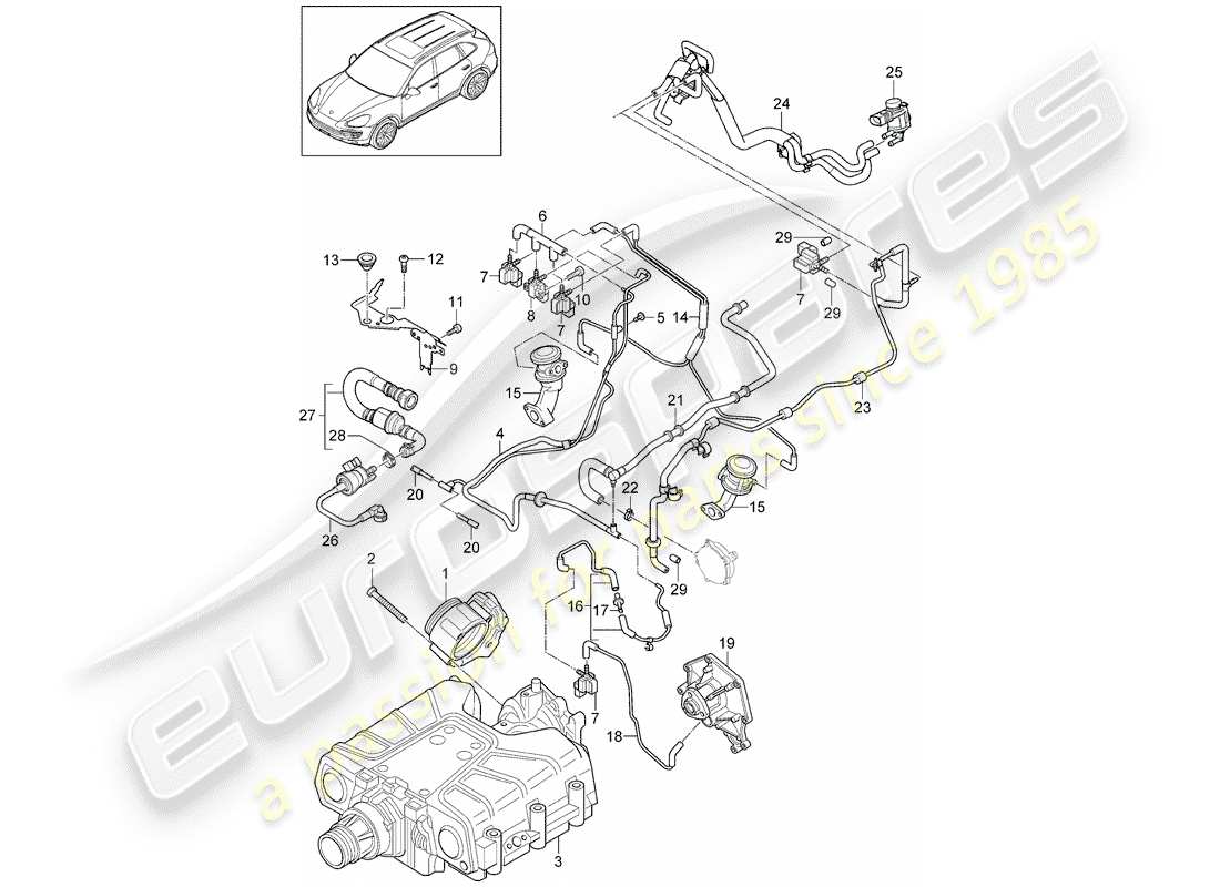 porsche 2016 (cayenne e2 92a) corpo farfallato diagramma delle parti
