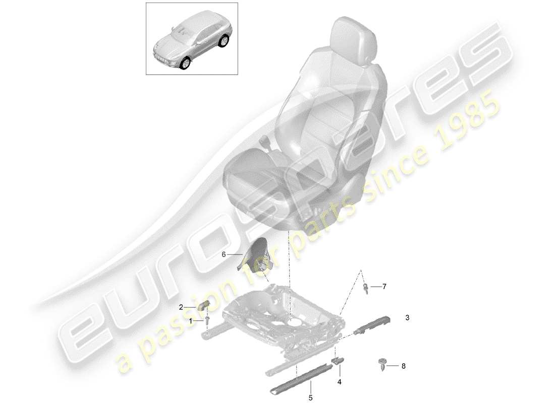 porsche 2018 (macan) guida del sedile diagramma delle parti