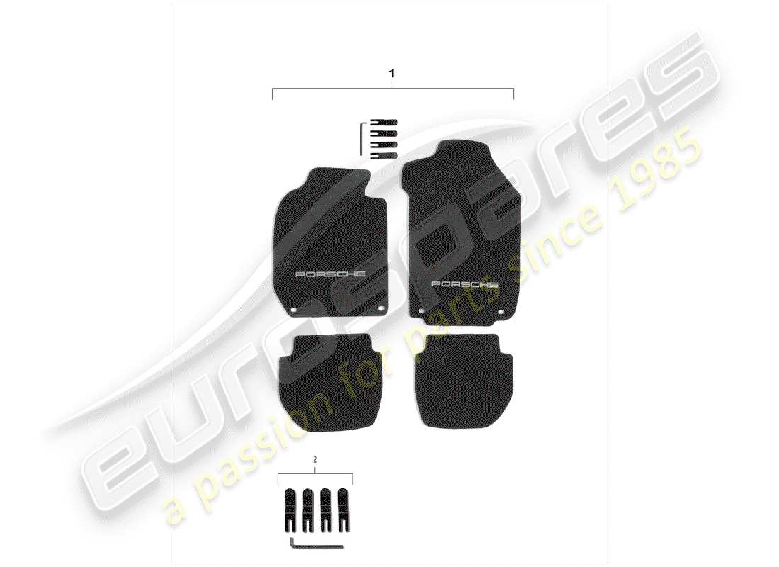 porsche 2012 (tequipment) tappetino diagramma delle parti