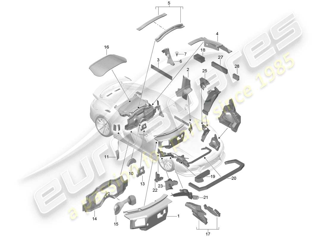 porsche 2016 (981 cayman gt4) schema delle parti della carrozzeria