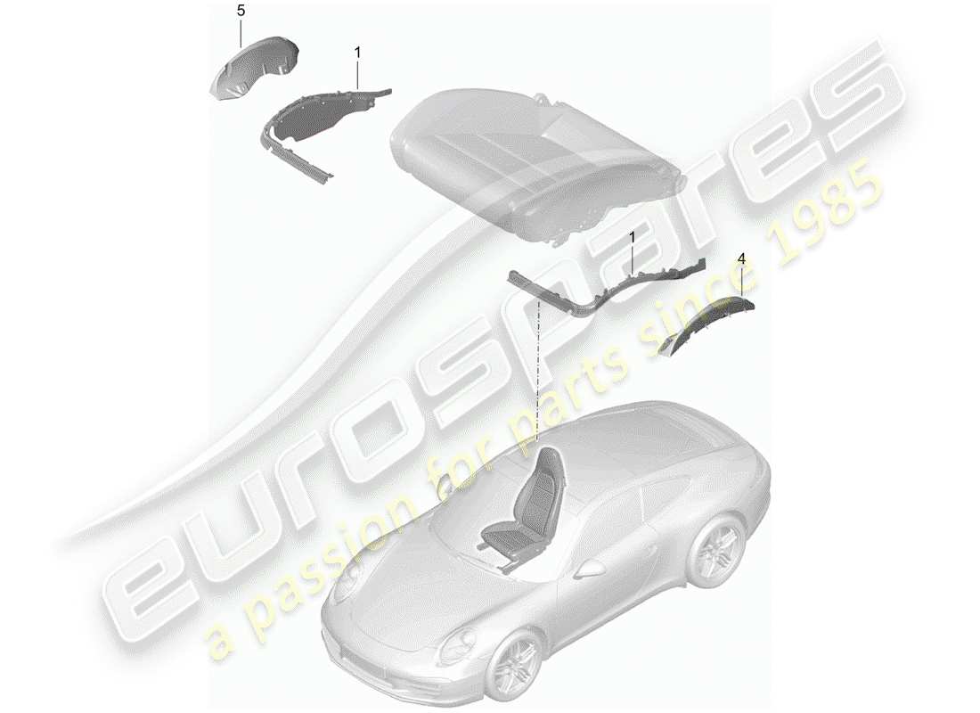 porsche 2015 (991-1) imbottitura per sedile diagramma delle parti