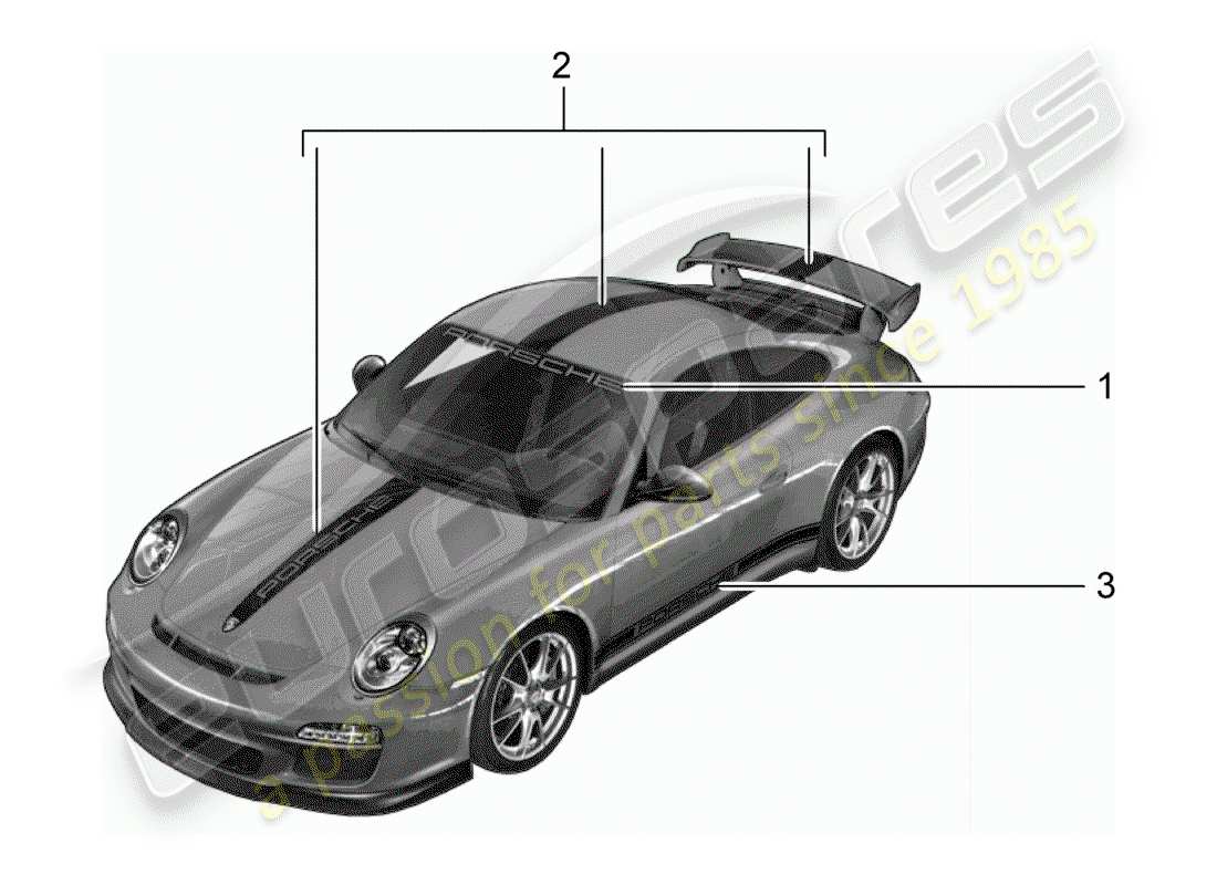 porsche 2012 (tequipment) diagramma delle parti della foglia di rifinitura