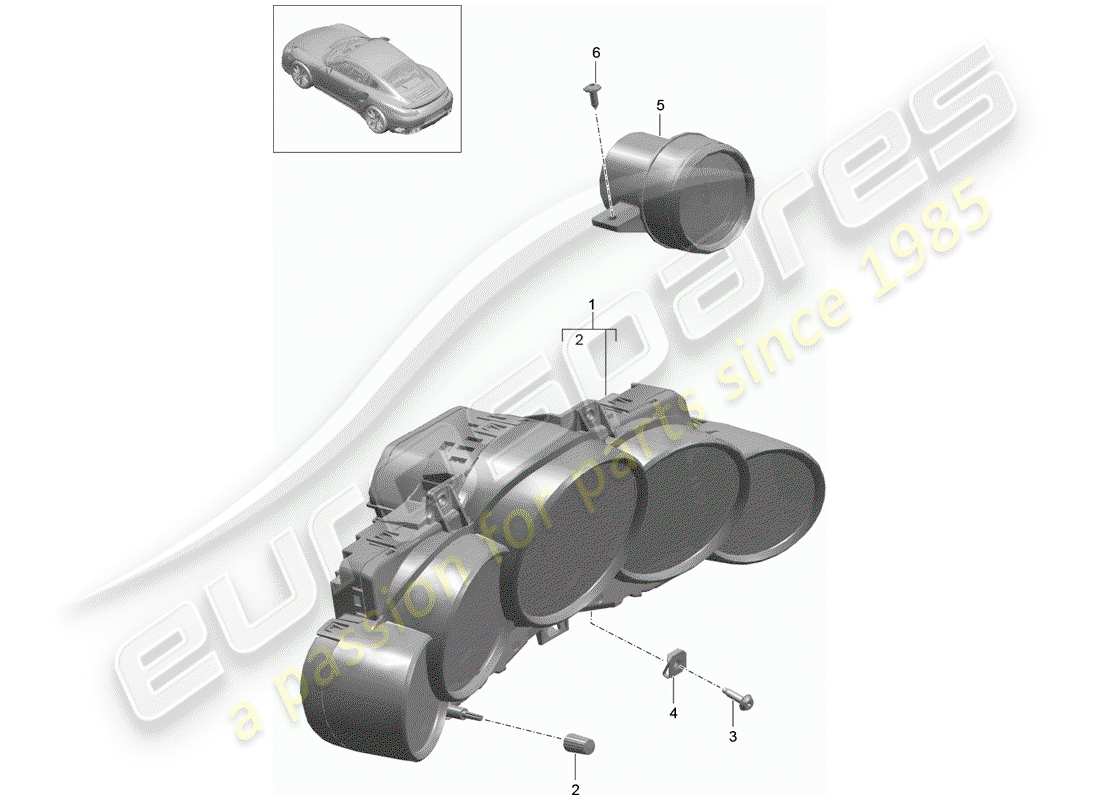 porsche 2016 (991-1 turbo) diagramma delle parti quadro strumenti