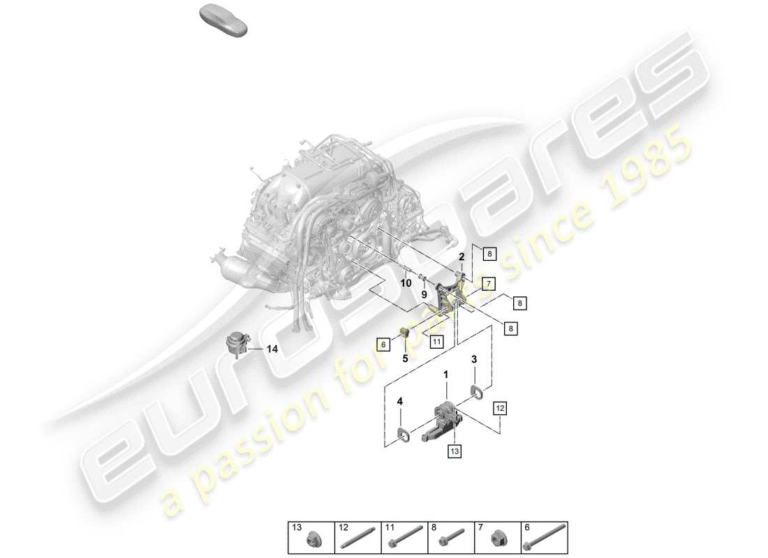 porsche boxster spyder (2019) attrezzatura di sollevamento motore schema delle parti