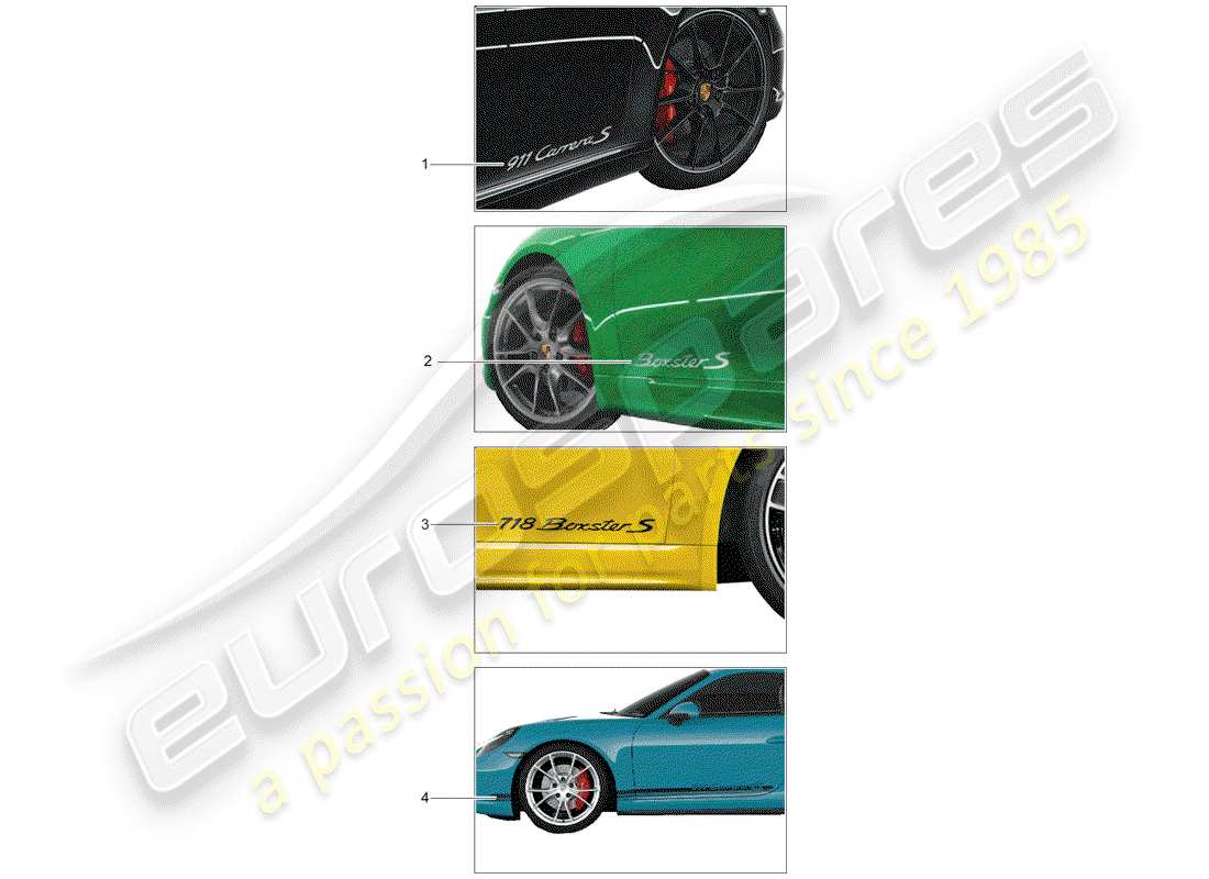 porsche 2012 (tequipment 98x/99x) foglio di rifinitura diagramma delle parti