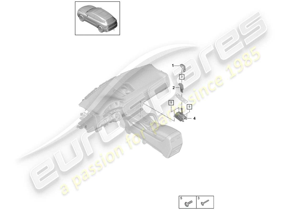 porsche 2020 (cayenne e3 9ya/9yb) leva del selettore schema delle parti