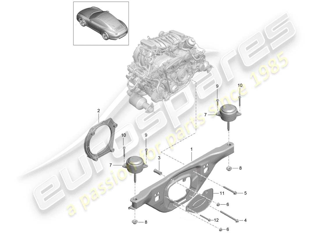 porsche 2015 (991-1) sospensione del motore diagramma delle parti