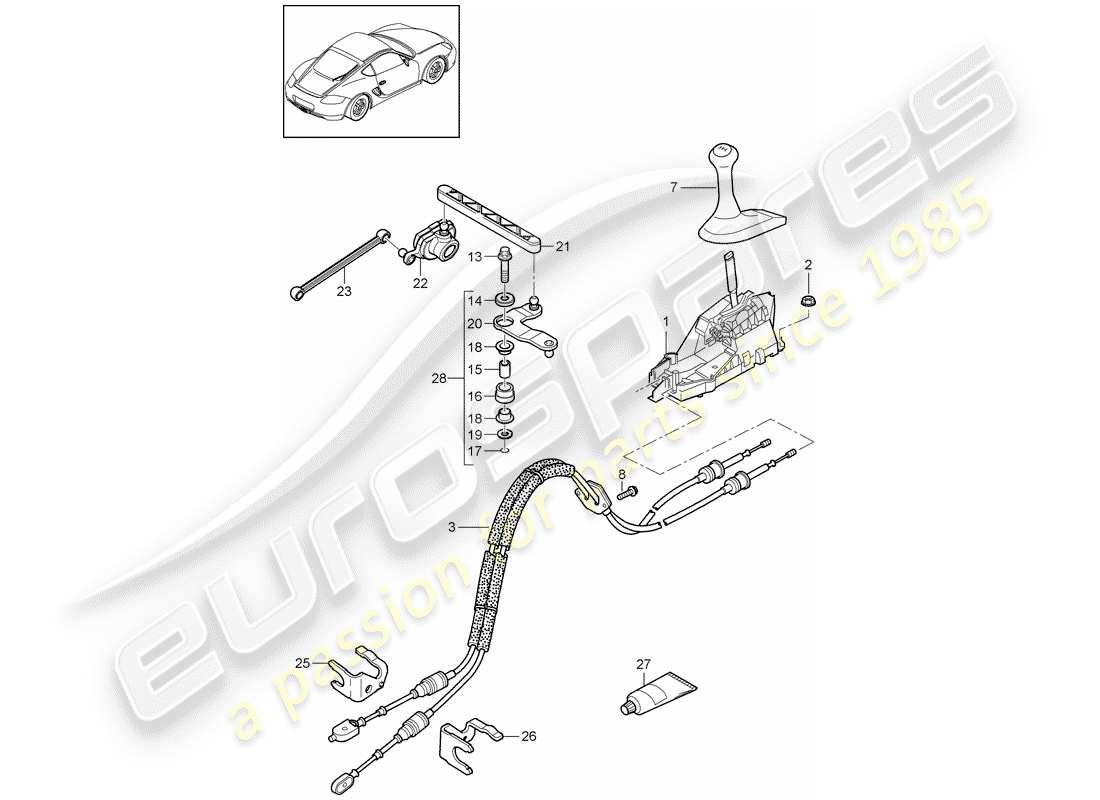 porsche 2012 (987 cayman) controllo della trasmissione diagramma delle parti