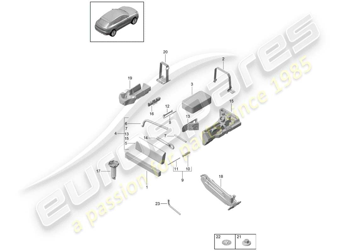 porsche 2019 (macan) attrezzo diagramma delle parti
