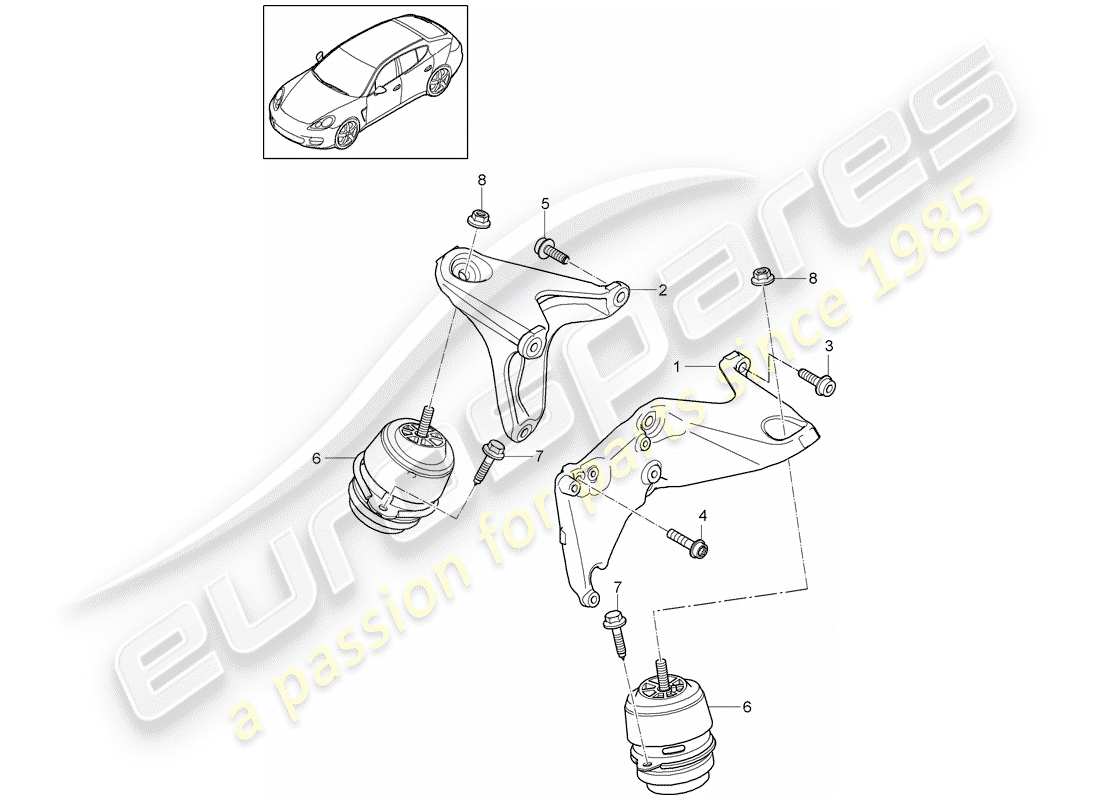 porsche 2011 (panamera 970) sospensione motore schema delle parti