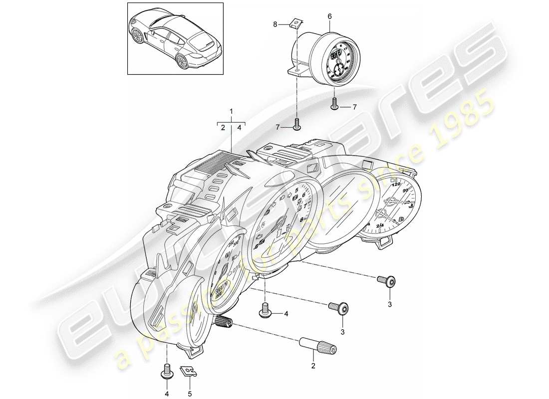 porsche 2011 (panamera 970) diagramma delle parti degli strumenti