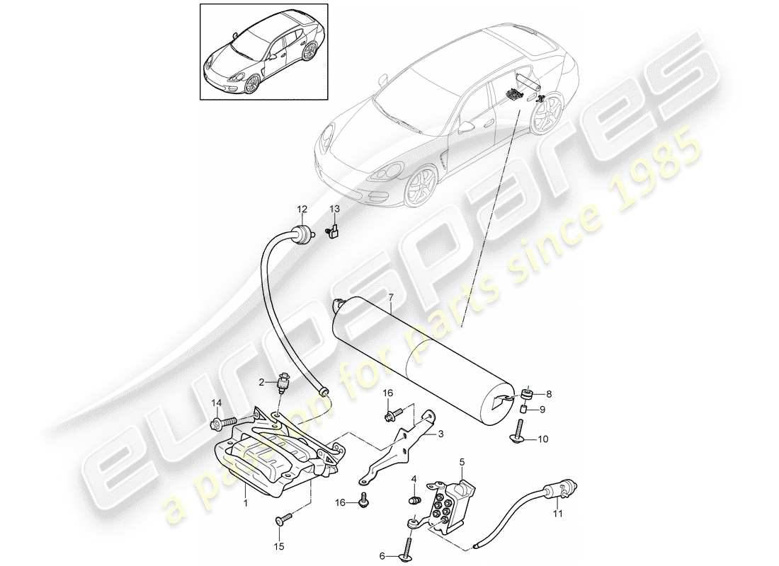 porsche 2012 (panamera 970) sistema autolivellante diagramma delle parti
