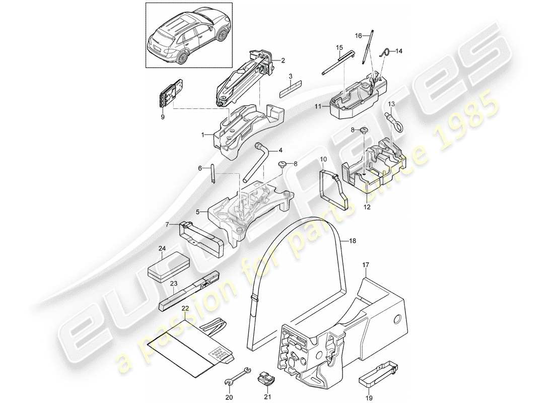 porsche 2017 (cayenne e2 92a) attrezzo diagramma delle parti