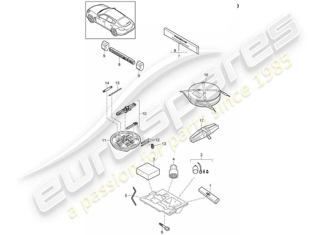 porsche 2010 (panamera 970) attrezzo diagramma delle parti
