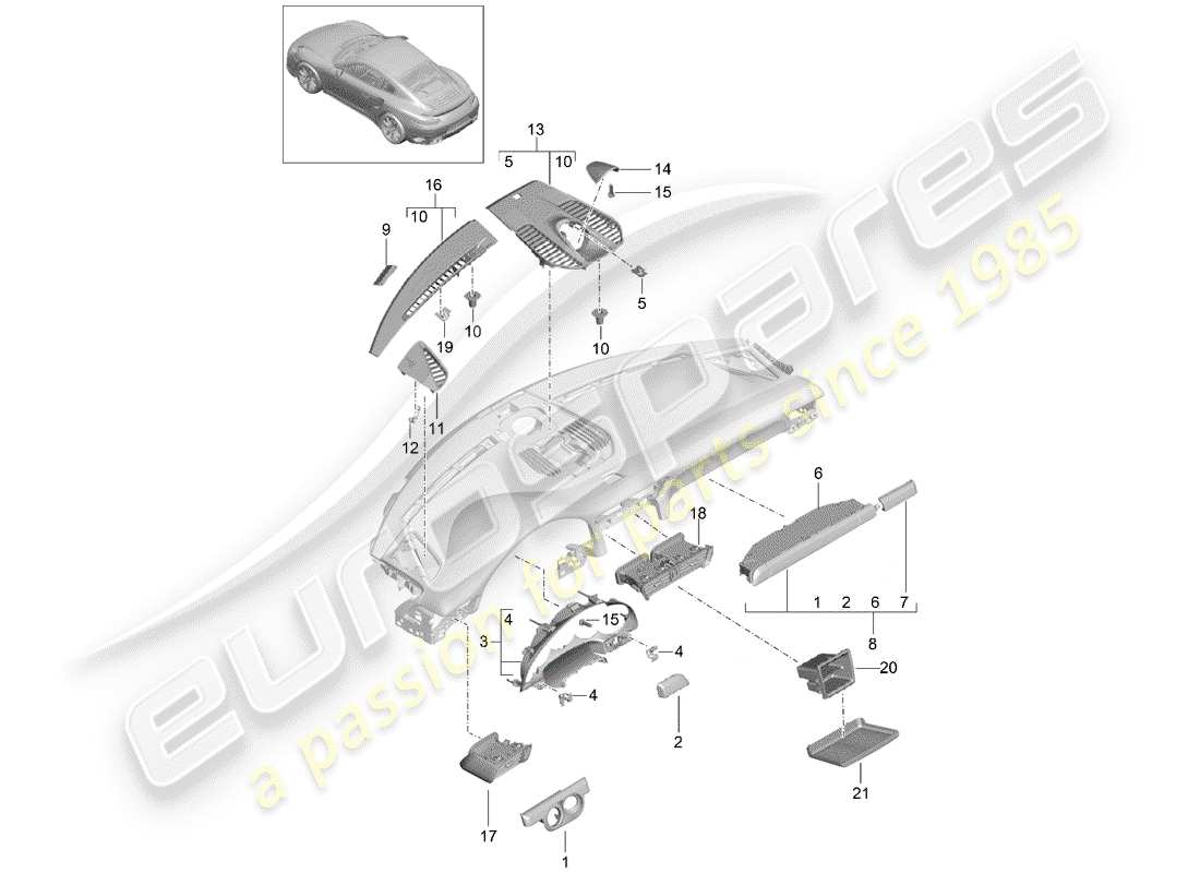 porsche 2019 (991-2 turbo) accessori diagramma delle parti