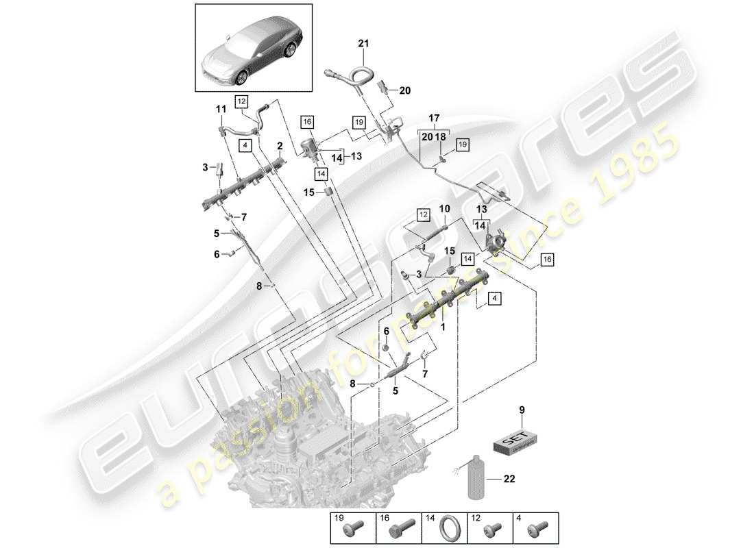porsche 2017 (panamera 971-1) tubo di raccolta carburante diagramma delle parti